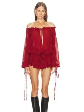 LOBA Gabrielle Mini Dress in Deep Red
